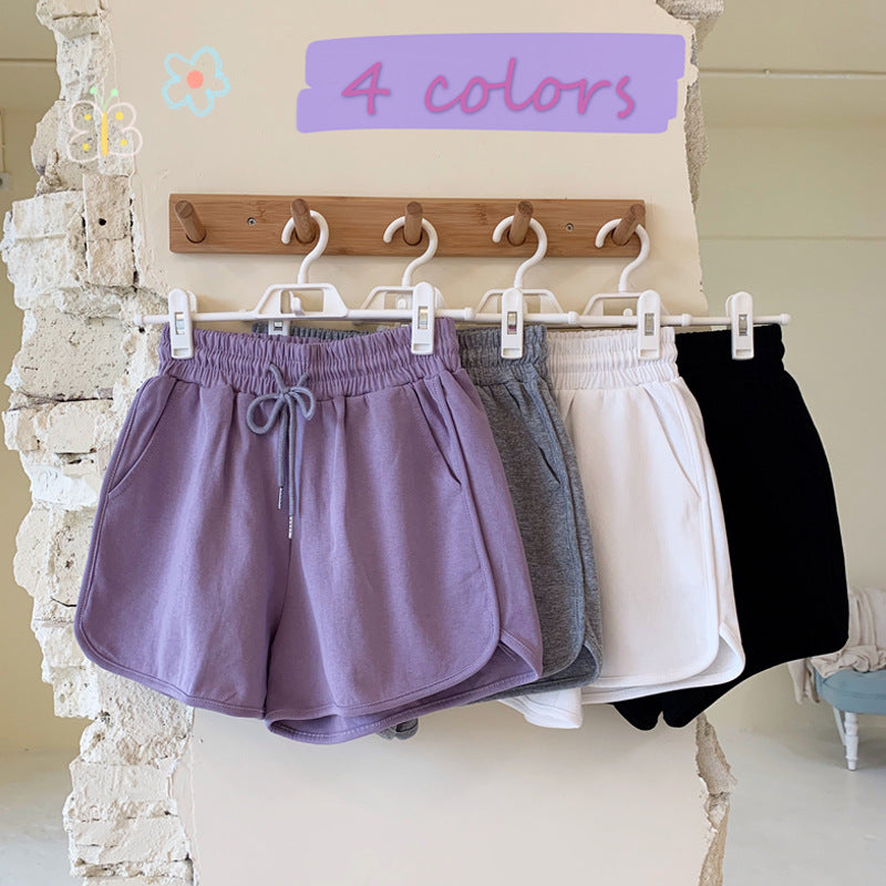 Pure Color Home Pajama Pants Loose Running Sports Shorts High Waist Casual Pants